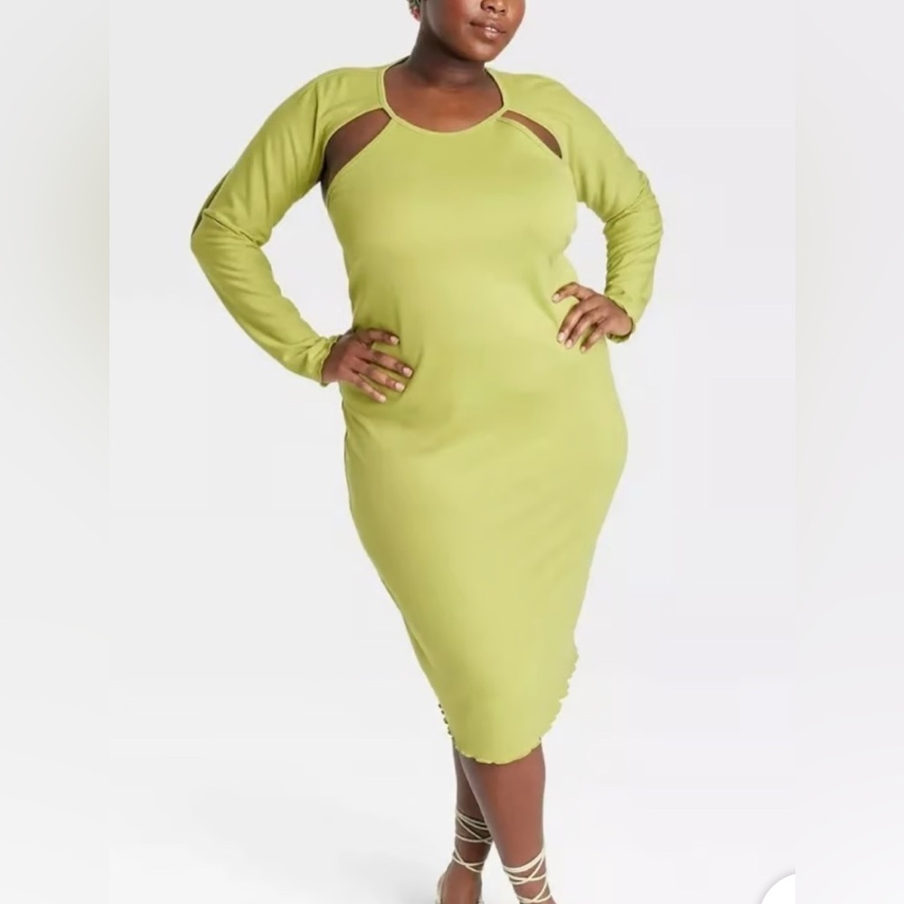 Elegant Green Long Sleeve Dress size 1XL         <<<<53>>>>